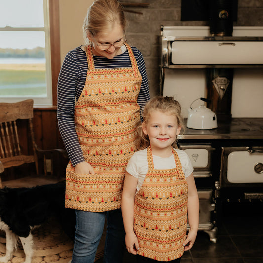 Christmas Print Apron, Adult & Child