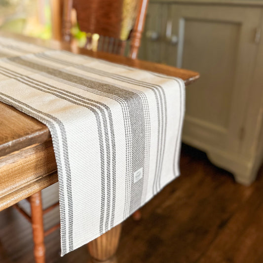 White and Grey Stripe Table Runners | 2 size options