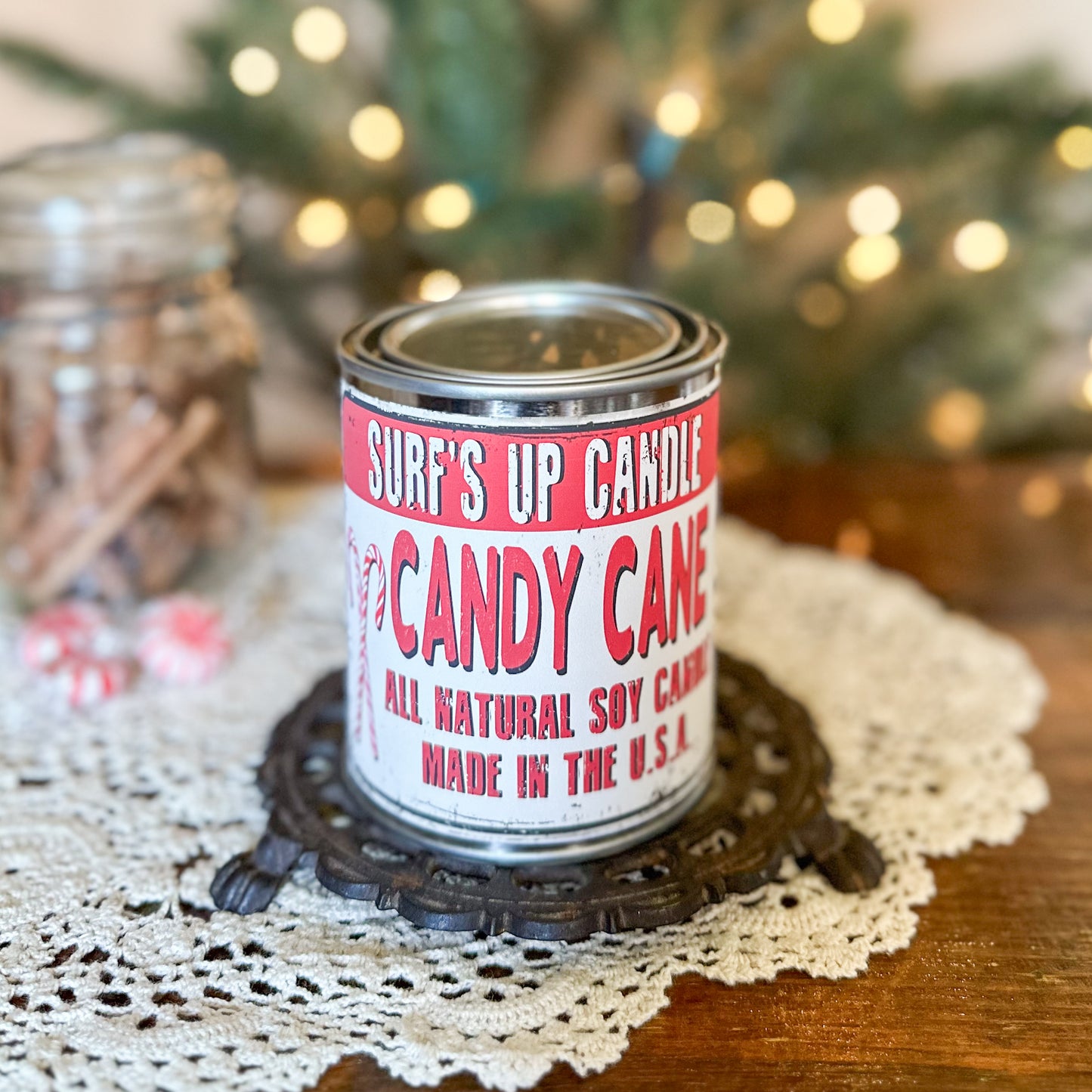 Candy Cane Paint Can Candle, 2 sizes