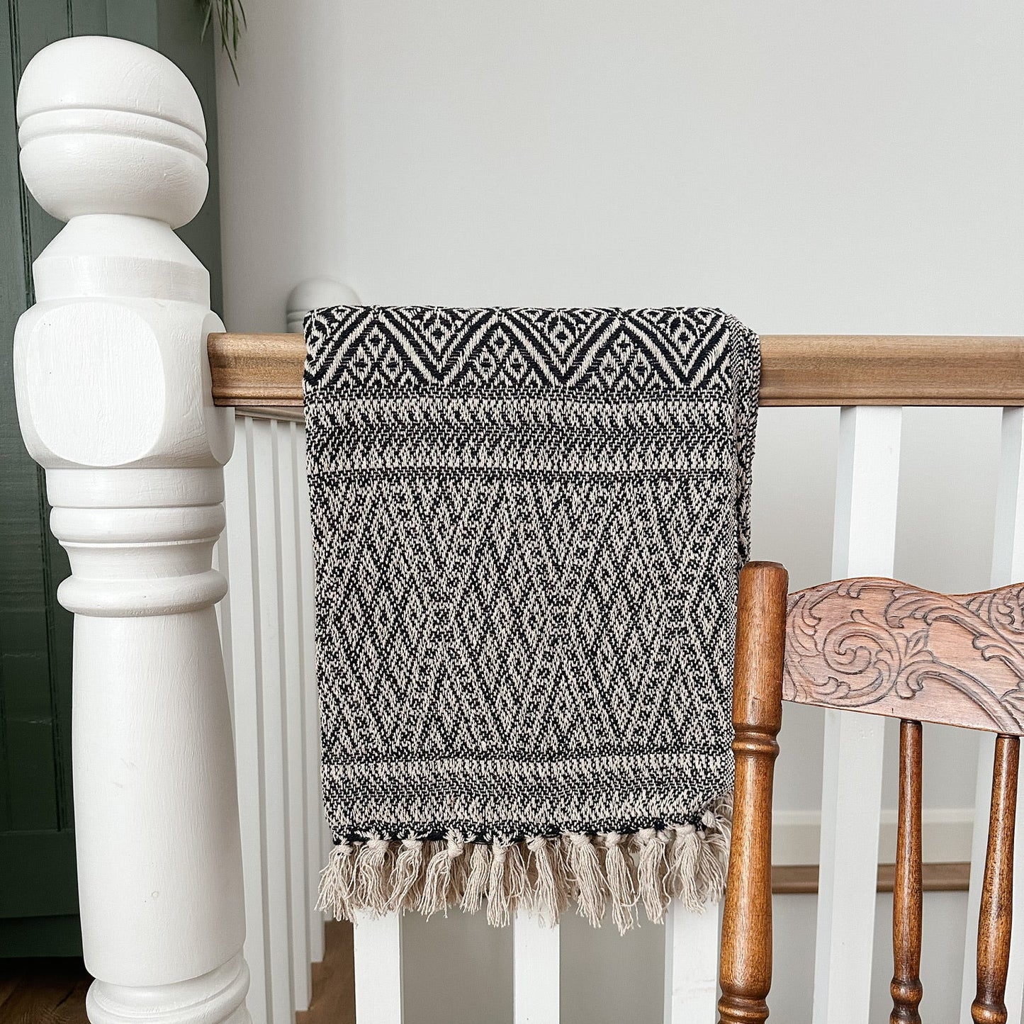 Black & Beige Diamond Throw Blanket