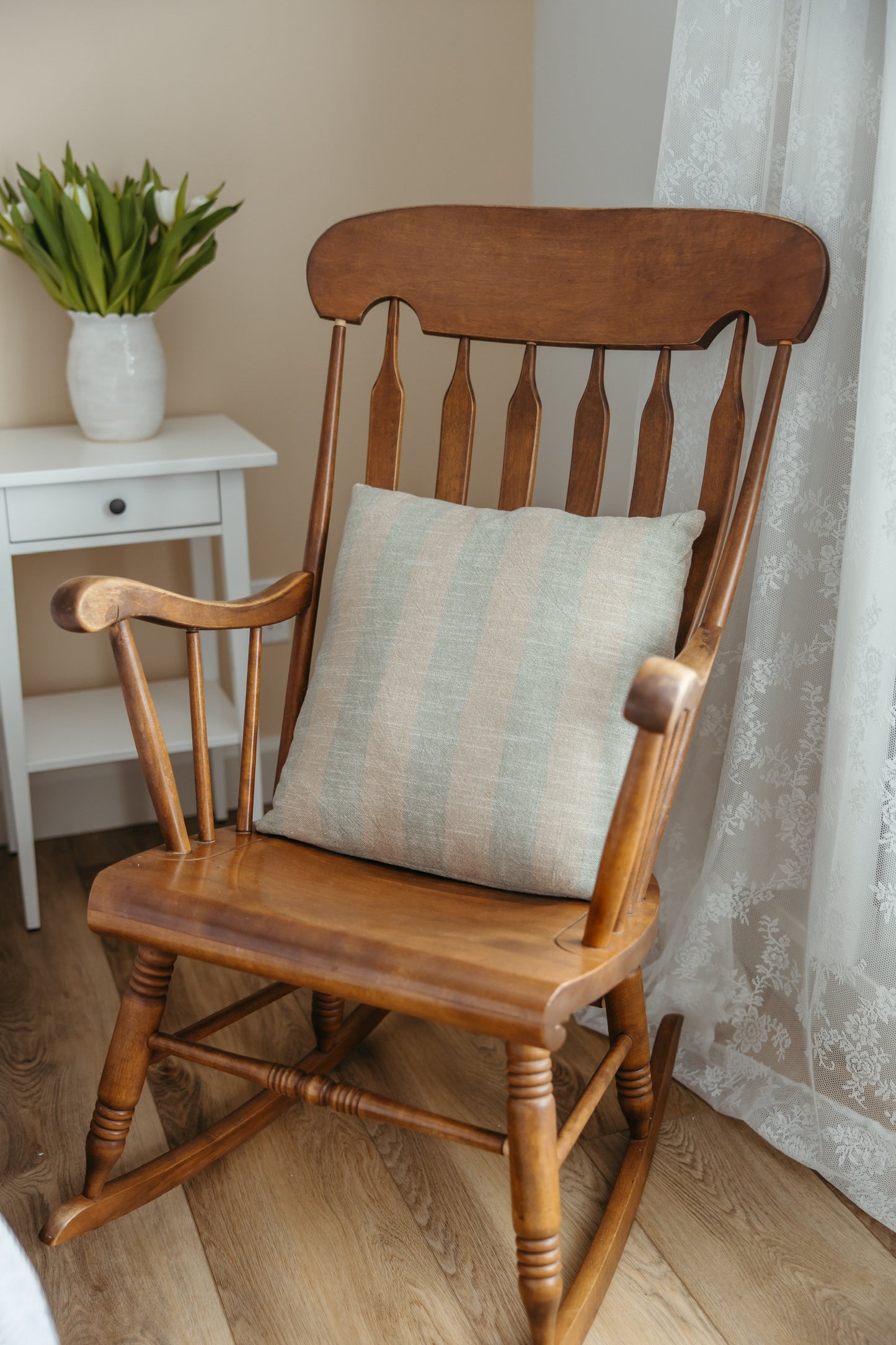 Green Wide Stripe Pillow