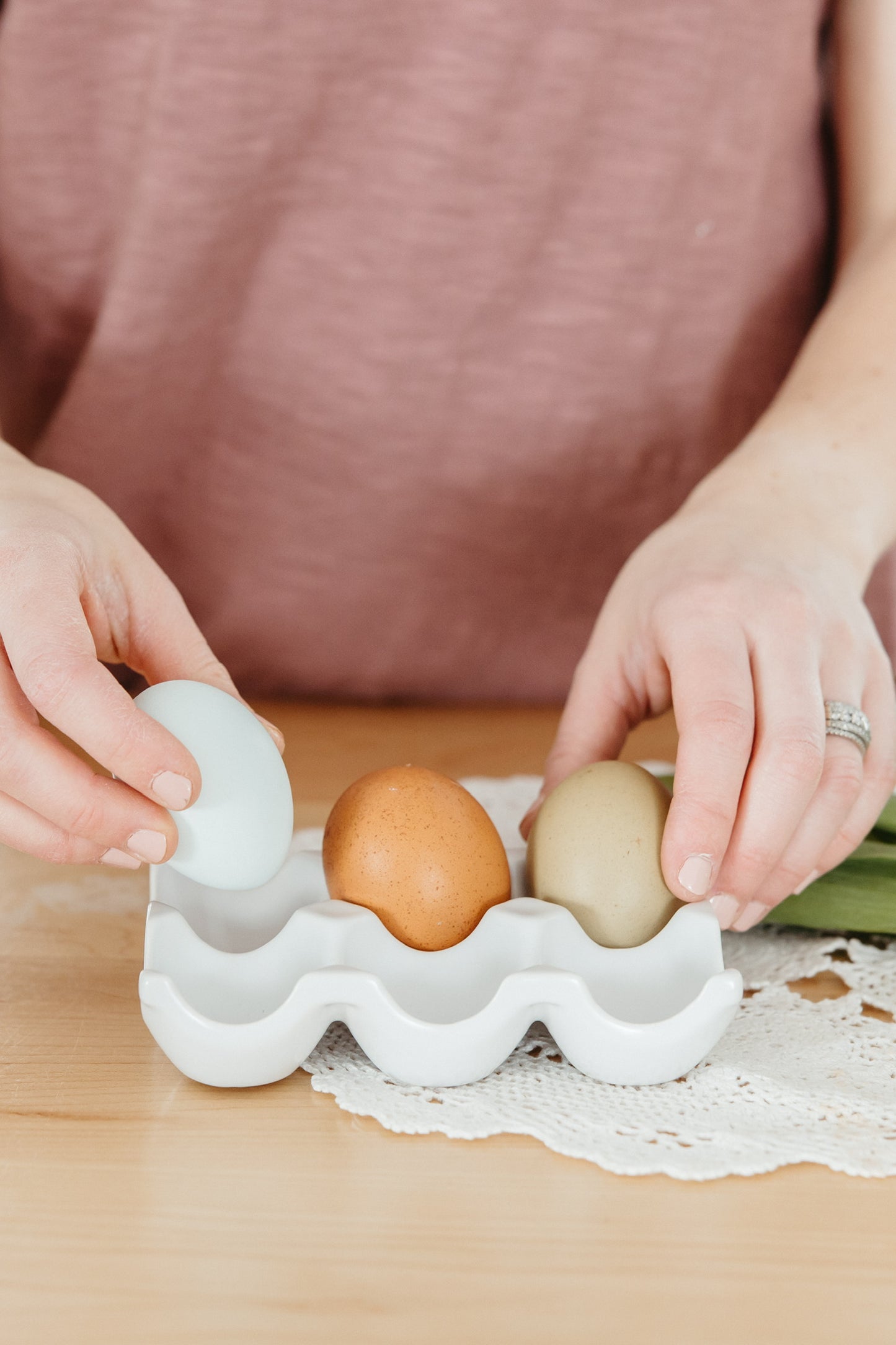 White Ceramic Egg Holder