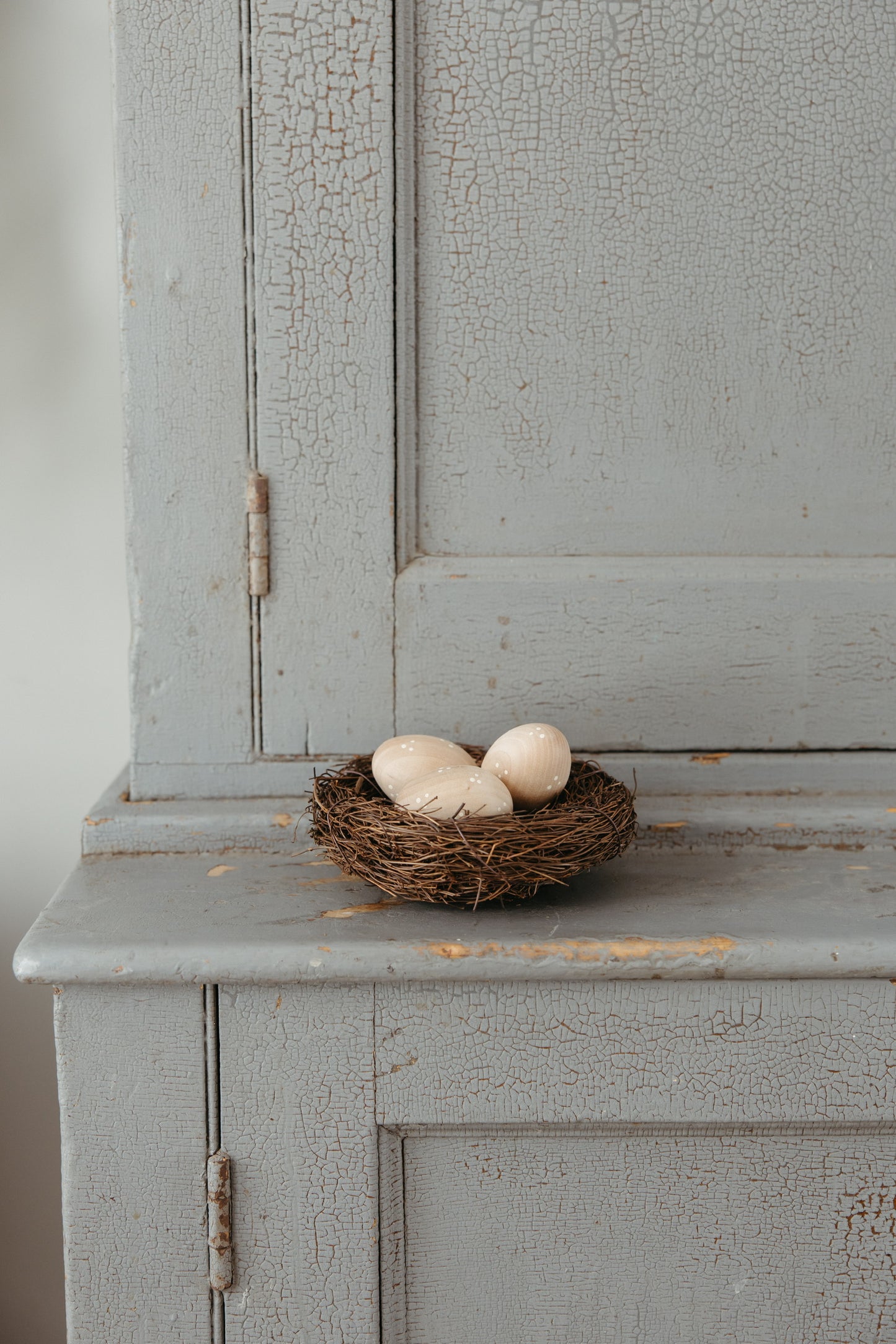 Nest with 3 Wooden Painted Eggs