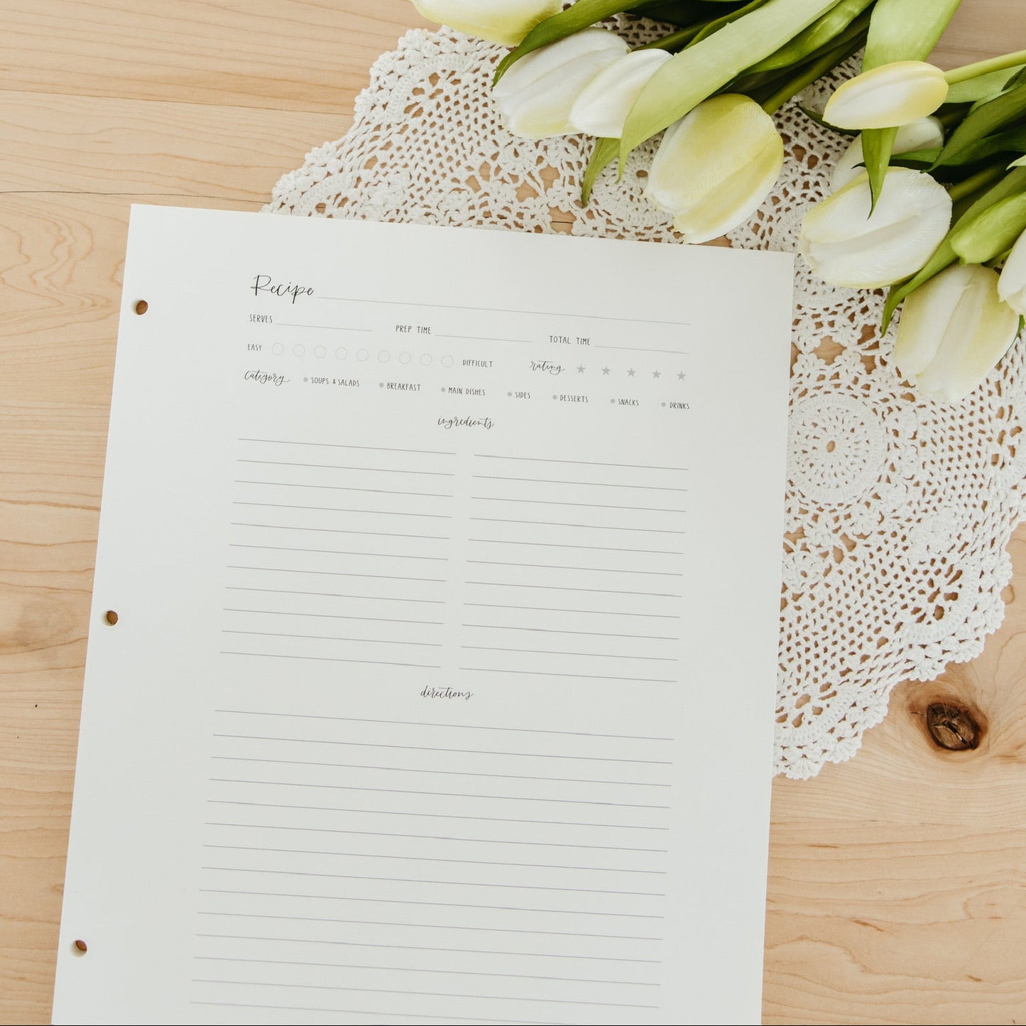 Large Recipe Page Set | 9.3 x 11.3