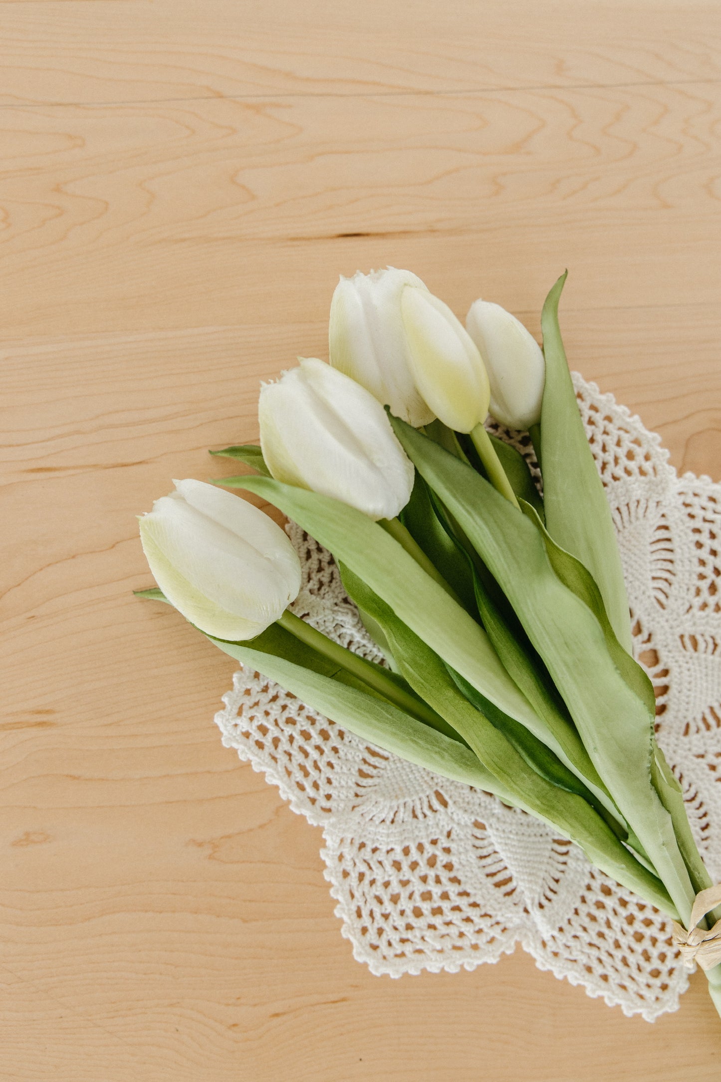 Real Touch Tulip Bunch | White