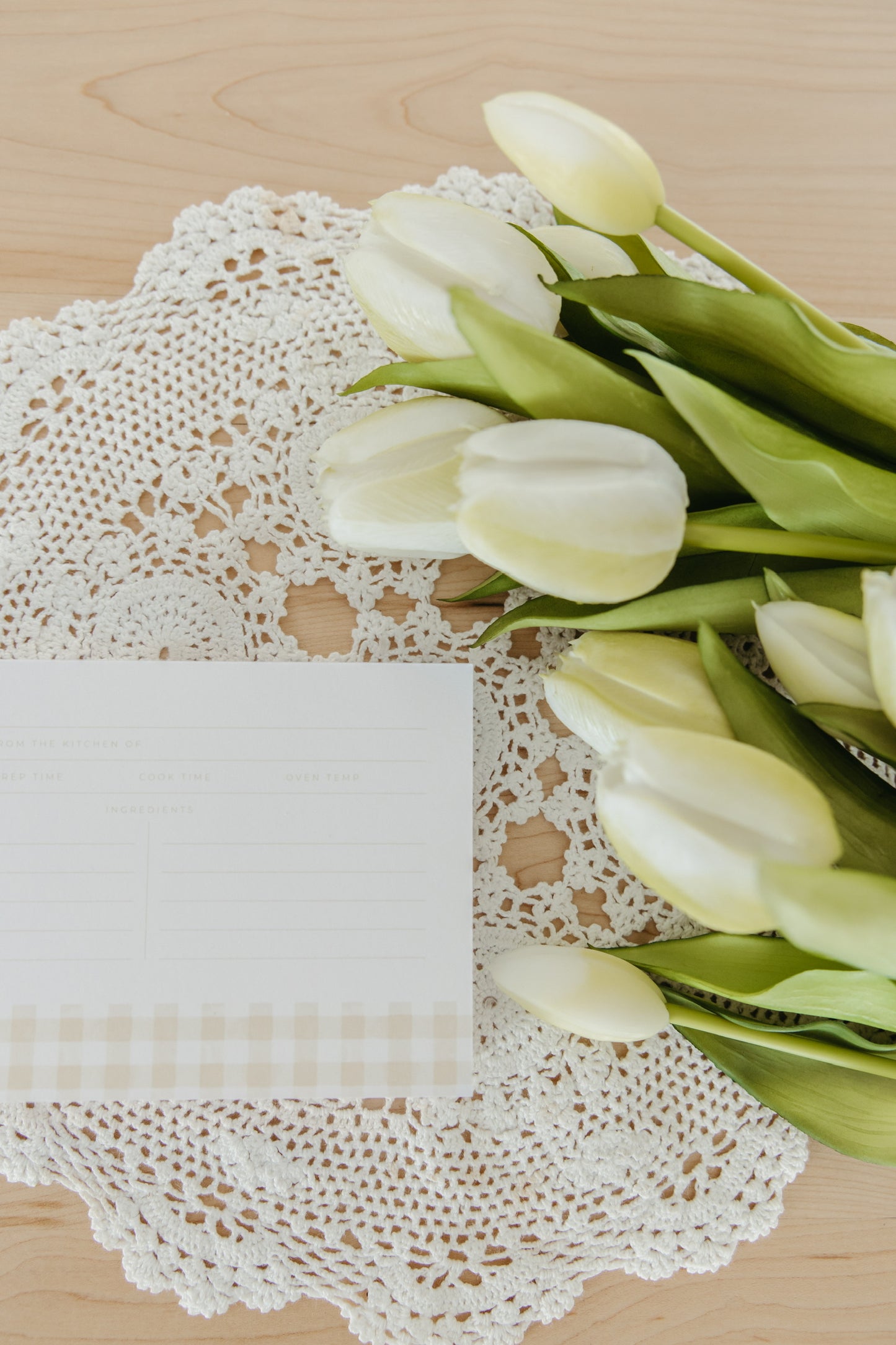 Beige Gingham Recipe Cards