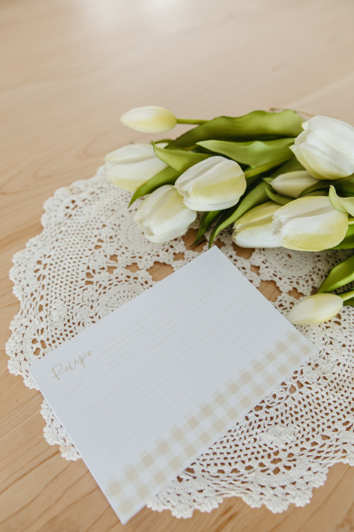 Beige Gingham Recipe Cards