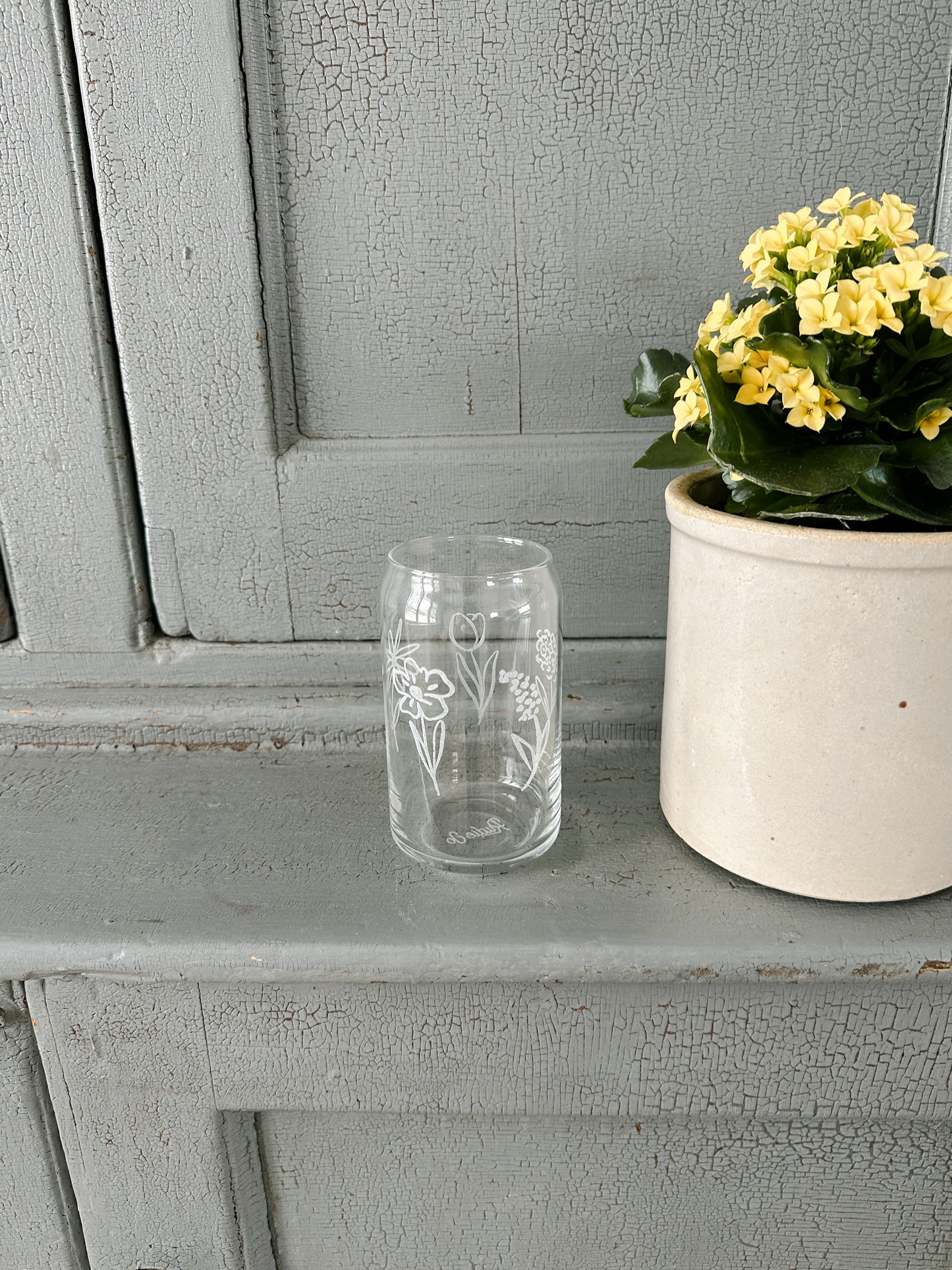 Flower Stems Drinking Glass | 16 oz.