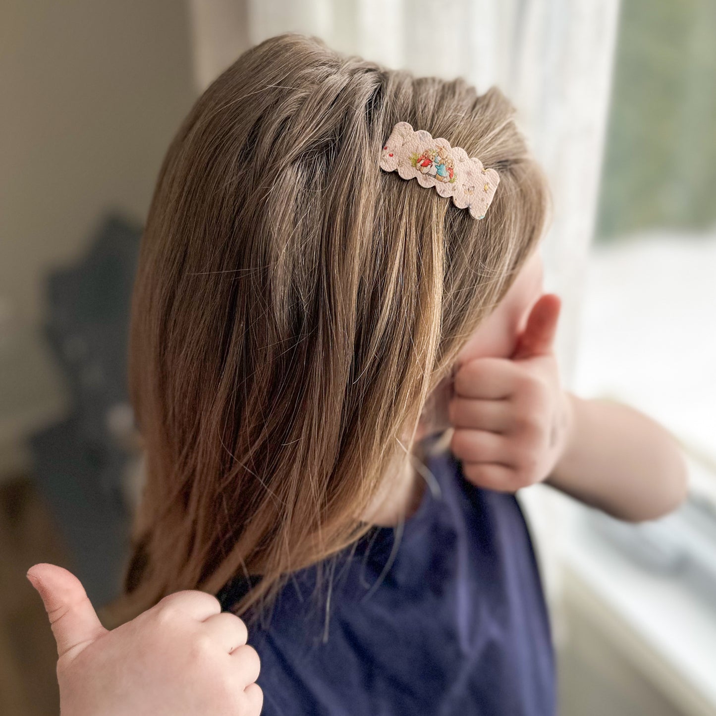 Leather Snap Clips | Dusty Pink Peter Rabbit