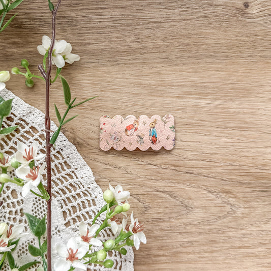 Leather Snap Clips | Dusty Pink Peter Rabbit