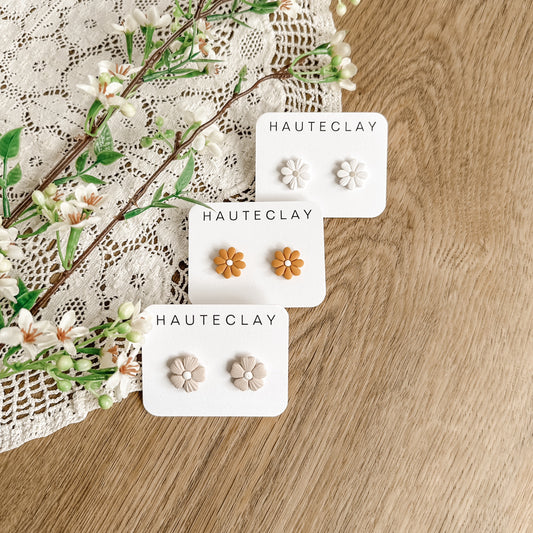 Flower earrings made by Haute Clay