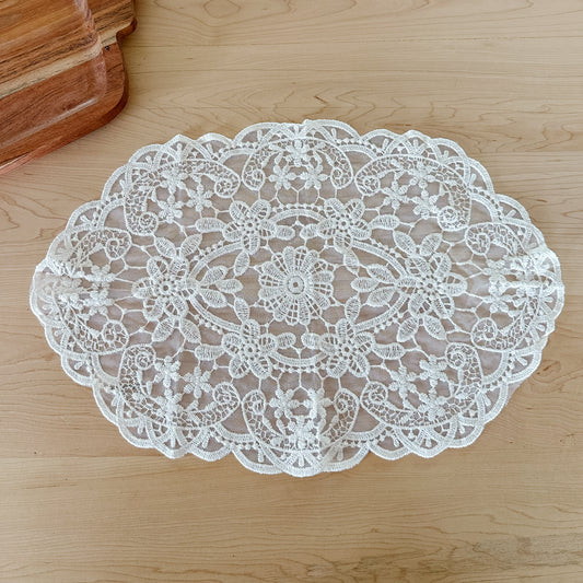 Lace Oval Doily | Ivory