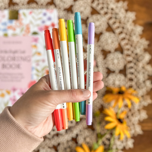 Pastel Rainbow Double Tip Markers