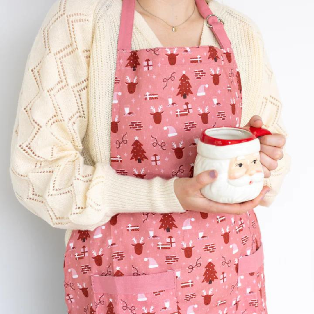 Christmas Chimney Apron | Red & Pink