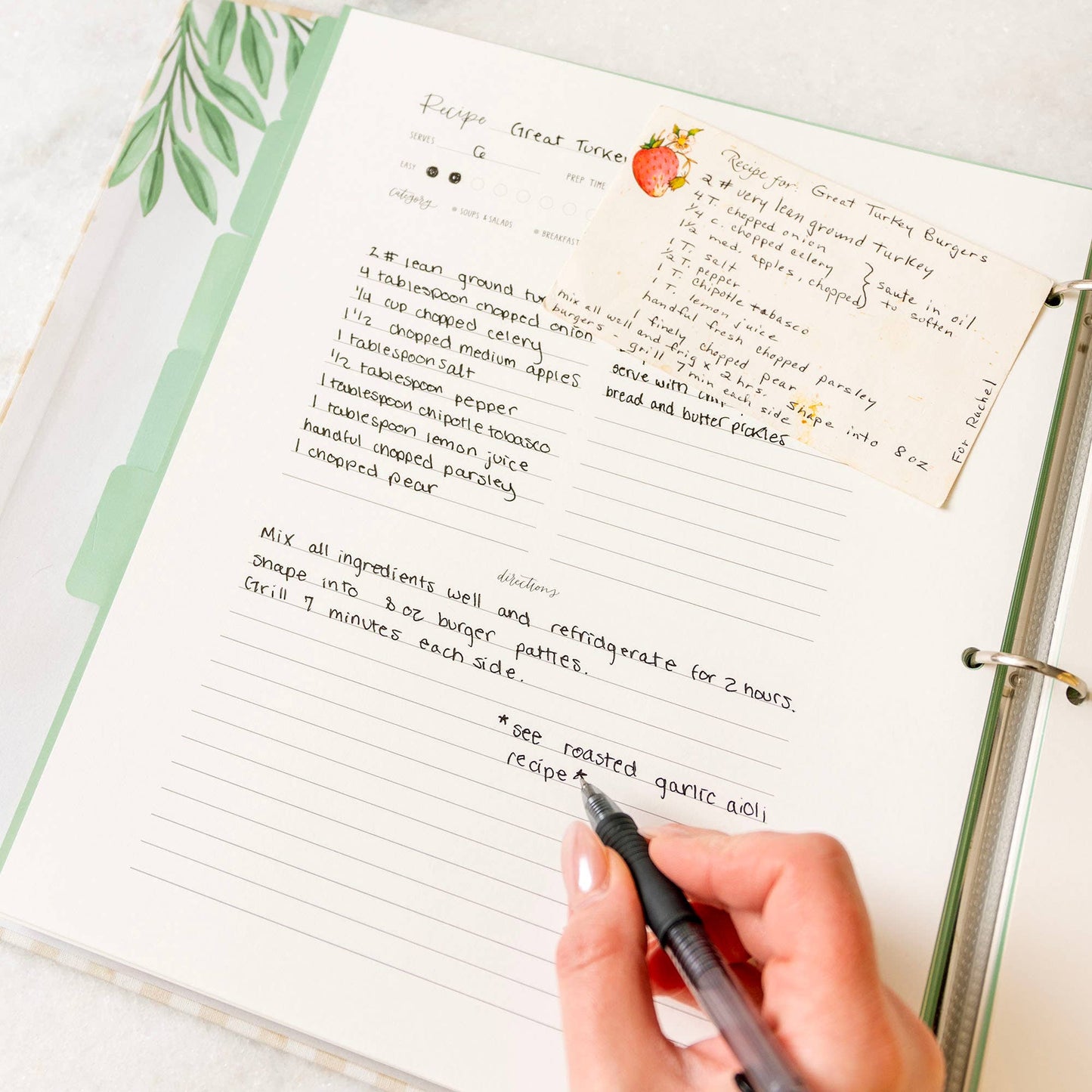 Beige Gingham Recipe Binder | Large