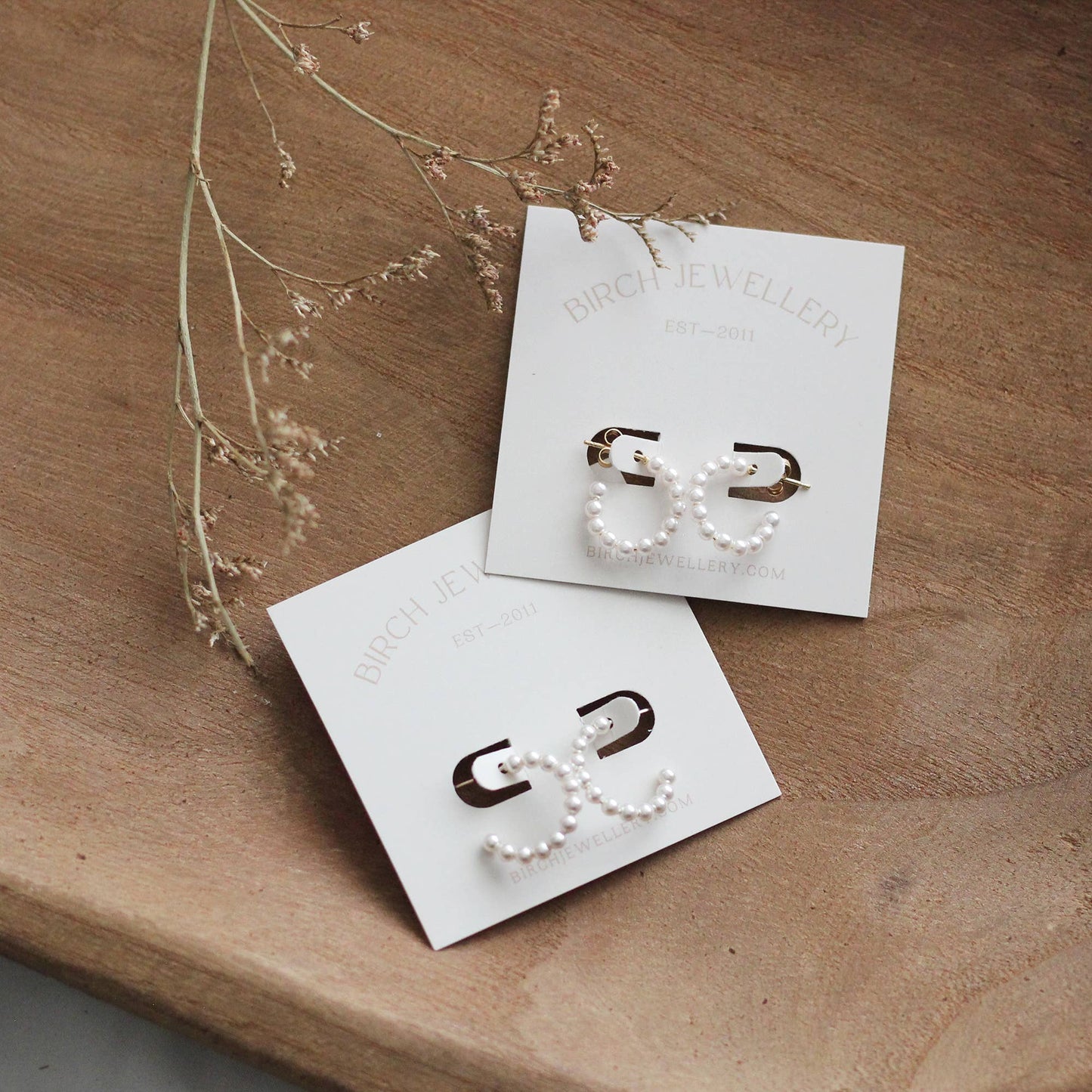 Beaded Pearl Hoop Earrings | Gold