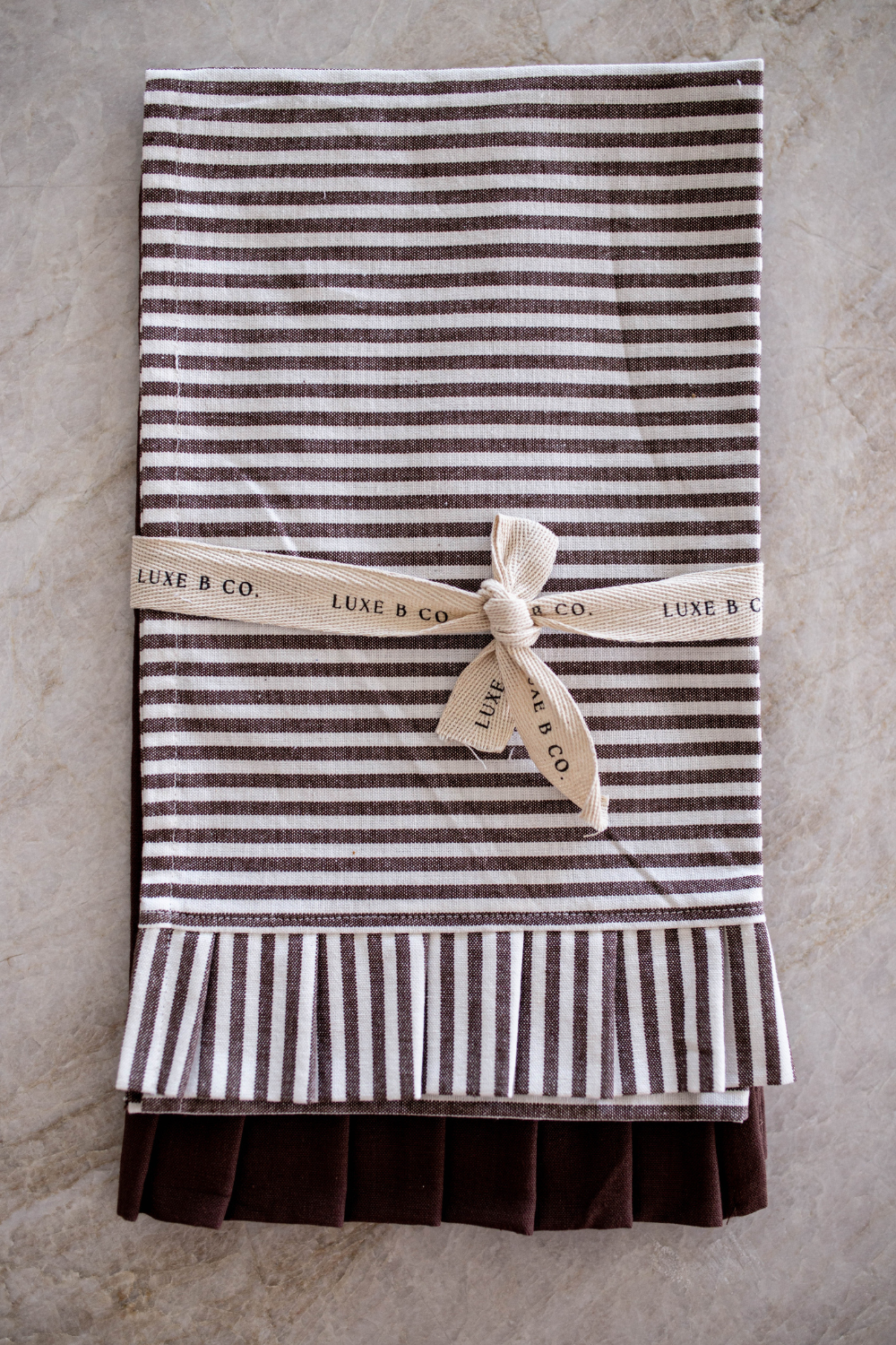 Brown & White Stripes Ruffle Kitchen Dish Towel