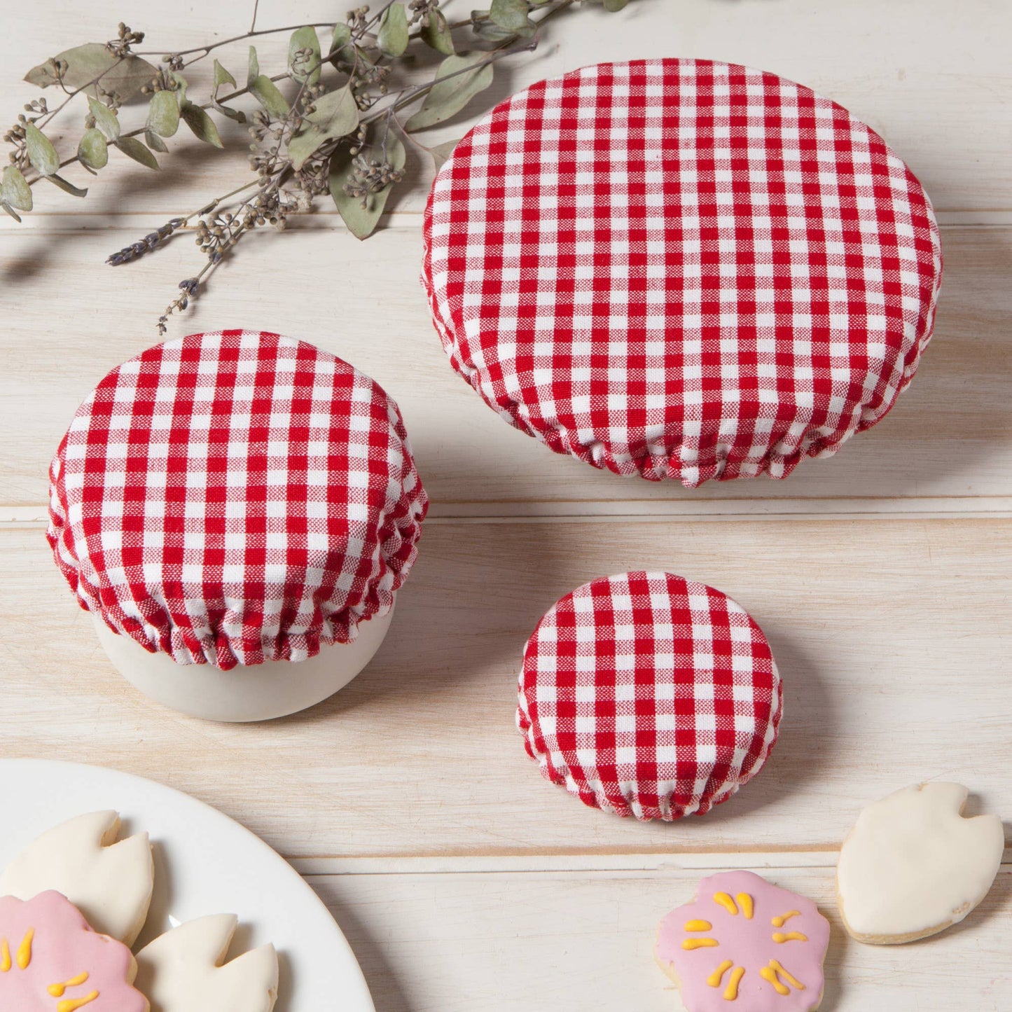 Gingham Mini Bowl / Jar Covers | Set of 3