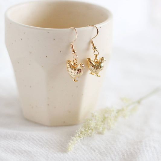 Chicken Earrings | Gold