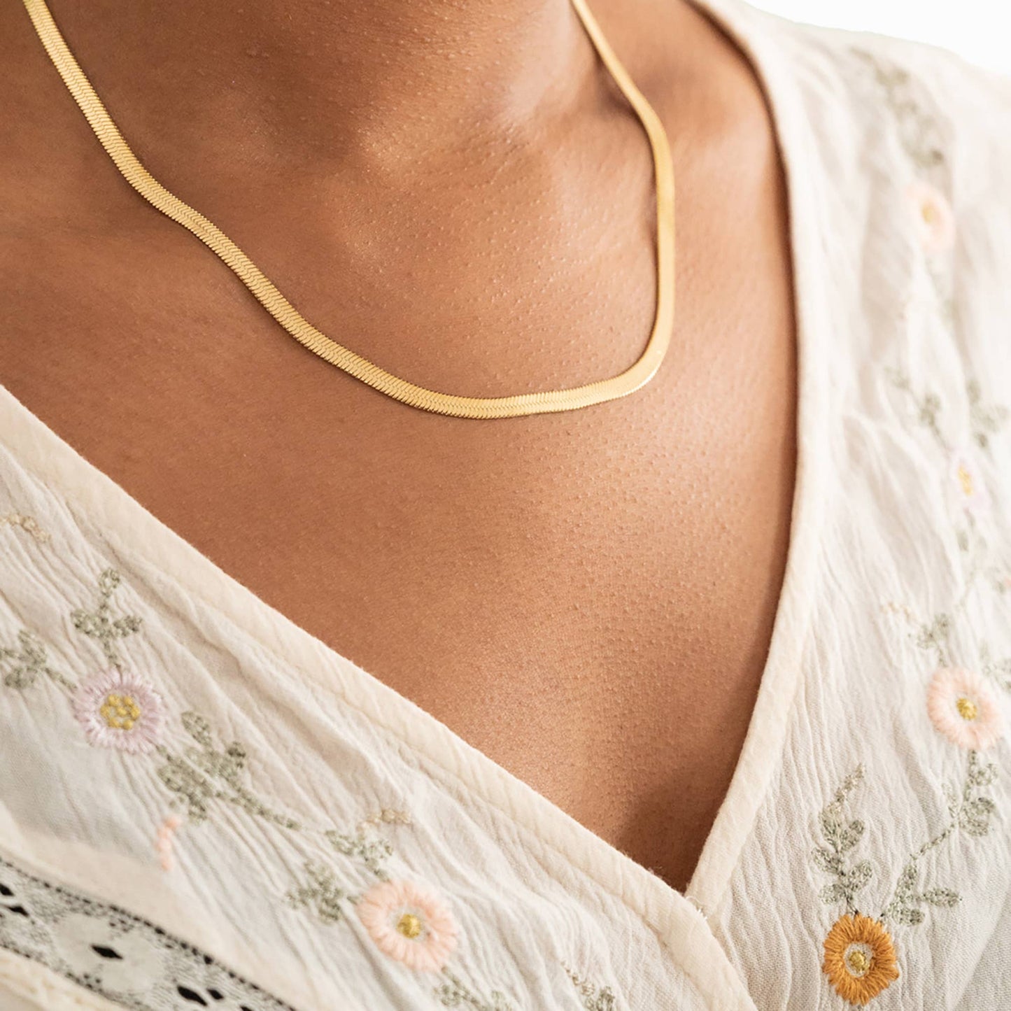 Herringbone Necklace | Gold