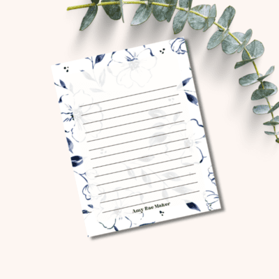 Blue Floral Notepad