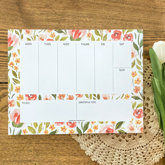 Spring Floral Weekly Planner Notepad