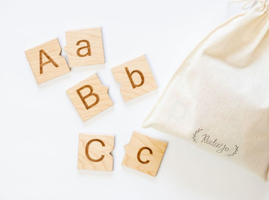 Wood Alphabet Tiles | Aa-Zz