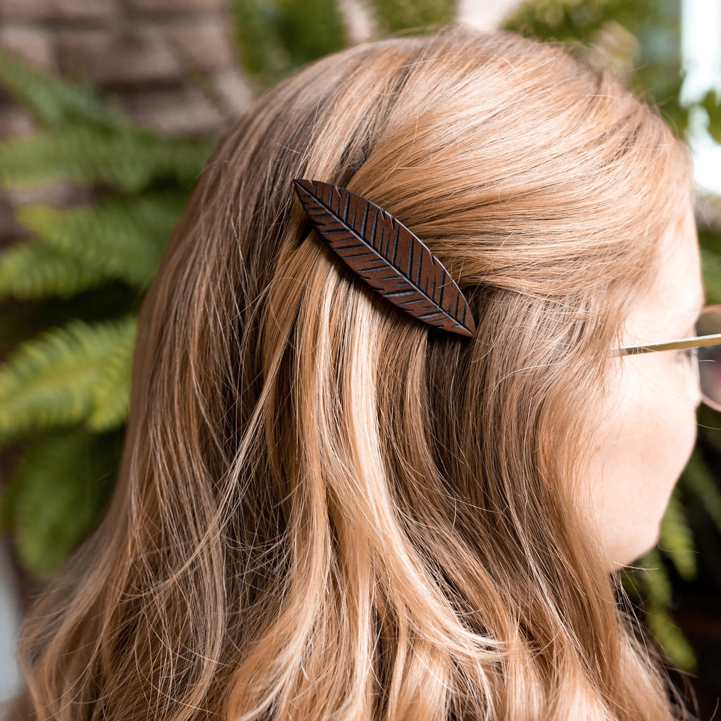 Leather Hair Barrettes | Floral | Set of 2