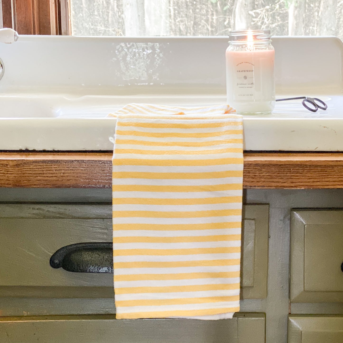 Yellow Striped Dishtowel